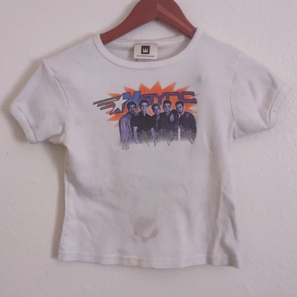 USED STAINED NSYNC CROPPED TOP NOT HAND AUTOGRAPHED